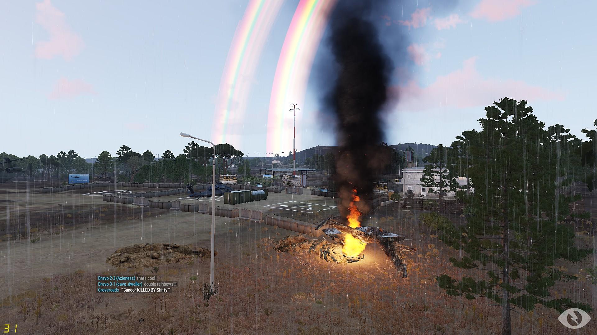 Such a beautiful sight, a crashed enemy Neophron and a double rainbow!